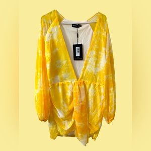 Pretty little thing - yellow and white mini dress-